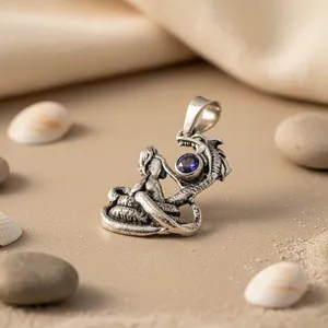 Colgante de Dragón de Amatista en Plata de Ley 925 con Gema Azul, Bañado en Rodio y Oro Rosa, Piedra Principal de Amatista para Mujer - Product Image 2