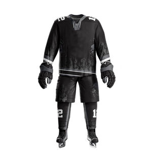 Dernier design, ensembles d'uniformes de hockey sur glace 100% polyester, écologiques, imperméables, respirants, séchage rapide, nom d'équipe personnalisé, taille adulte - Product Image 2