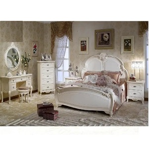 Conjunto de muebles de lujo para el hogar, conjunto de dormitorio de diseño francés, blanco, barroco, 7 piezas - Product Image 1