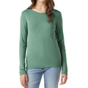 2025 camiseta de mujer cuello personalizado manga larga OEM ODM diseño calidad algodón camiseta para mujer - Product Image 1