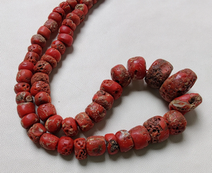 Venta al por mayor de 16 pulgadas Strand Red Coral Rondelle Beads 21 MM 5 MM Smooth Shell Bone & Coral Beads - Product Image 2