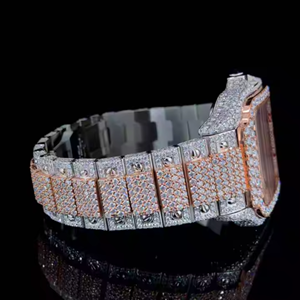 Haute Qualité Bling Entièrement Glacé VVS Moissanite Diamant Monochrome Montre-Bracelet avec Date Cadran Fournisseur Indien Style À La Mode - Product Image 4