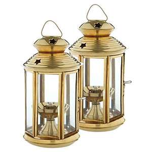 Linterna de metal de latón moderna hecha a mano con vidrio transparente para decoración de pared para el hogar o la boda - Product Image 3