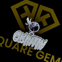 Chaîne cubaine ajustable en argent 925, style hip-hop, avec breloque personnalisable, collier avec chiffre ou initiale, pendentif lettre en moissanite VVS sur mesure