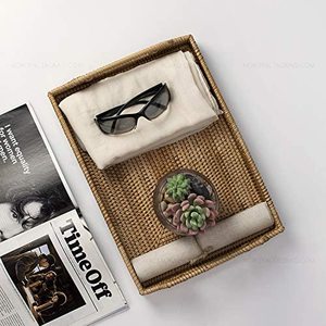 Bandeja rectangular de mimbre tejida para servir café y té, bandeja de mimbre de alta calidad, precio más vendido - Product Image 3