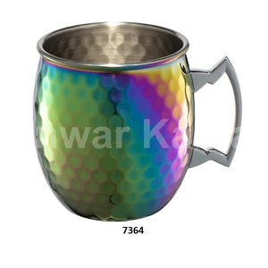 Tasse à bière en acier inoxydable martelé écologique au design moderne fabriqué à la main Finition colorée à lèvres arrondies lisses pour les cadeaux d'affaires - Product Image 1