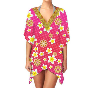 Fourniture directe en usine de qualité supérieure, robe caftan courte de couleur élégante, vêtements de plage pour femmes - Product Image 3