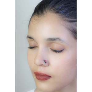 925 <b>Silver</b> Body Jewelry Stainless Steel Statement Nosepin (<b>Clip</b>-on) Trikon Nazakat for Weddings - Product Image 4
