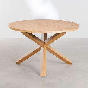 Table à manger ronde en cadre en bois de teck massif de couleur naturelle et matériau de haute qualité pour une utilisation intérieure et extérieure - Product Image 5