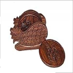 Sous-verres ronds en bois faits à la main de qualité supérieure artisanat en bois indien dans une boîte-cadeau boîte en bois décorative pour la maison - Product Image 2
