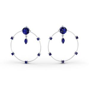 Boucles d'oreilles créoles en saphir bleu classique REYES, certifiées GRA, en argent sterling 925, cadeau de mariage, bijoux de fête pour femmes - Product Image 5