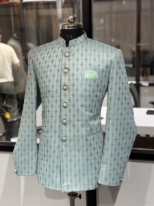 Sherwani Azul Claro para Hombre, Corte Regular, Traje Tradicional Indio para Bodas, Tela de Algodón, para Todas las Temporadas, Absorbe la Humedad, Protección Solar - Product Image 4