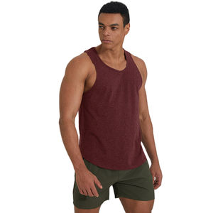 Comfortable Cotton Outwork Singlets Round Hem <b>Slide</b> Slits Tank Top Running Training Gym Wear - Product Image 5