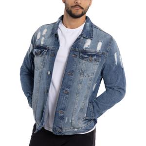 Veste coupe-vent en denim délavé 100% coton pour homme, technique embossée, teinture unie, style streetwear, motif de dessin animé, saison d'automne - Product Image 6