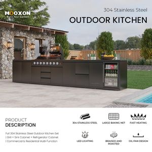 Outdoor Kitchen BBQ Station 304 Stainless Steel <strong>Grill</strong> with Large Baking Net and Fast Heating - Product Image 4