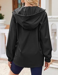 เสื้อกันลมระบายอากาศน้ำหนักเบาของผู้หญิงเสื้อกันฝนกันน้ำพร้อมฮู้ดและกระเป๋าปิดซิปสำหรับทุกฤดูกาล - Product Image 6