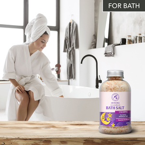 Aromatika Sal Marina Natural Calmante y Cristales de Sal Rosa del Himalaya 600g en Tarro de Plástico para Baño Corporal con Aceites Esenciales de Lavanda y Bergamota - Product Image 3