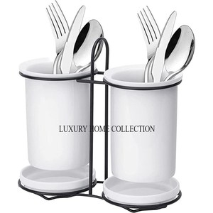Luxurious and stylish metal <b>cutlery</b> holder with a sturdy frame and spacious compartments for all kitchen utensils storage - Product Image 3