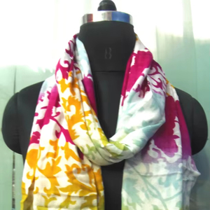 Écharpe d'été chic 100 % viscose luxueuse et respirante, longueur moyenne, color block, pour usage quotidien, châle numérique traditionnel - Product Image 1