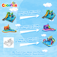 Toboggan aquatique gonflable dinosaure CocoFish, château gonflable aquatique Oxford avec piscine à jets d'eau pour fête d'été