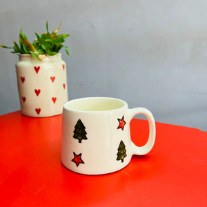 Christmas <b>Tree</b> Tea Cup Hand Painted Coffee <b>Mug</b> Floral Coffee <b>Mug</b> Coffee Jug Handmade <b>Mug</b> Pottery Ceramic Gift for Birthday - Product Image 1