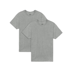 T-shirt à manches courtes en jersey de coton de marque privée de couleur gris chiné à col rond de qualité supérieure - Product Image 2