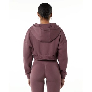 Haute qualité sweats à capuche surdimensionnés goutte épaule femmes sweats dames sweats à capuche pour femmes recadrée lâche sweat à capuche zippé pour les femmes - Product Image 3