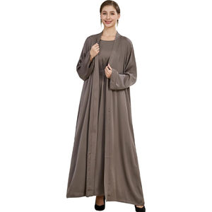 Elegante Abaya para Mujer, Transpirable, de Polietersulfona Sedosa, Manga Larga, Ligera, Talla Grande, Larga hasta el Suelo, Personalizable - Product Image 2