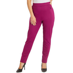 Pantalones holgados hechos a medida para mujer, pantalón morado de cintura media para mujer con estilo frontal plano, opciones de tamaño OEM ODM - Product Image 3