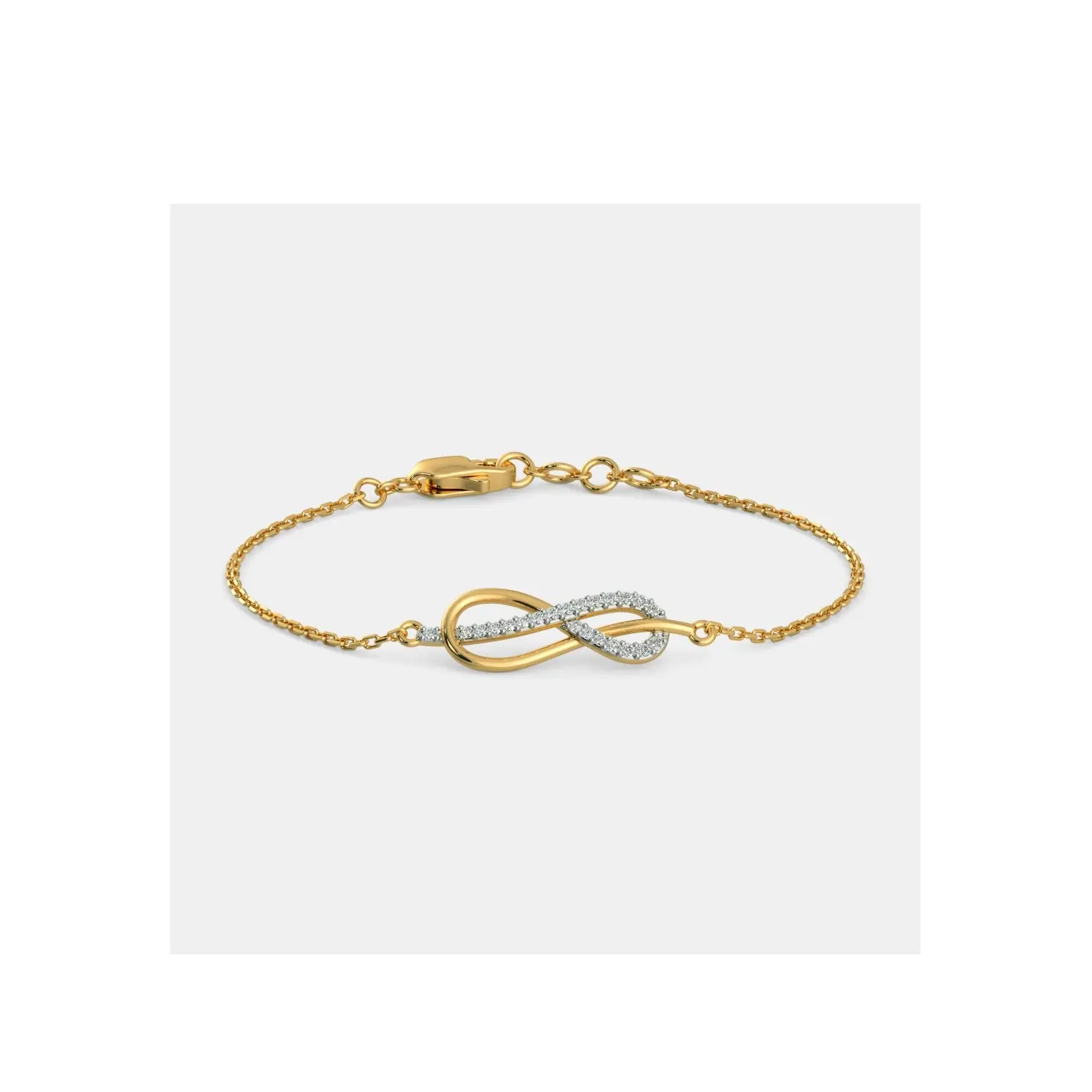 Bracciale a catena in oro con diamante infinito dal Design moderno con peso di 0.13 carati disponibile a un prezzo economico dall'india