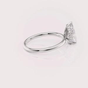 IGI Certified Pear Shape Lab Created Diamond Engagement <b>Ring</b> Solid 925 Sterling Silver Rhodium Plated Classic Solitaire <b>Ring</b> - Product Image 3