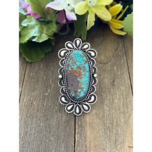 Alex Sanchez Royston Turquoise Sterling <b>Silver</b> <b>Adjustable</b> Vintage <b>Ring</b> - Product Image 1