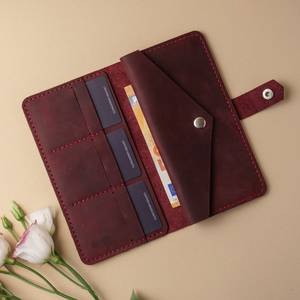 ¡Novedad de 2025! Cartera de viaje larga Vintage de cuero genuino para mujer, antirrobo, fácil de llevar, billetera económica, - Product Image 1