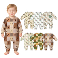 Précommande Yawoo Combinaison unisexe à manches longues, imprimé patchwork cerf et canard, respirante, douce, avec fermeture à boutons-pression à l'entrejambe