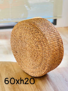 Water Hyacinth Floor Cushion Handmade Braided Hyacinth Round Ottoman <b>Stool</b> - Product Image 3