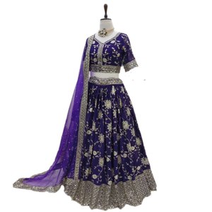 Tout nouveau 2023 Style spécial fantaisie fil travail Mono Net Lehnga Choli Dupatta soie matériel pour mariages et fêtes Fatema mode - Product Image 1