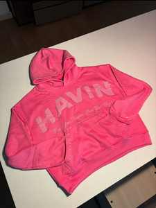 Sweat à capuche unisexe surdimensionné pour l'hiver Vente en gros Tissu lourd en coton biologique mélangé Acid Wash Puff Printed Rhinestone Design - Product Image 4