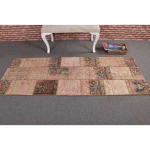 2.5x6.8 ft Turkish Rug, Vintage Runner Rug, <b>Brown</b> Plants & trees <b>Wool</b> Rug - Product Image 3