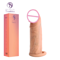 Consolador hueco realista, condón, producto sexual para adultos, Material de silicona, Agrandamiento del pene, piel Real, cubierta de consolador masculino engrosada