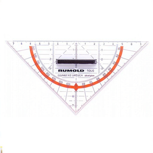 RUMOLD Ensemble de géométrie triangulaire de 16 cm en verre acrylique transparent avec marquages d'angles colorés et poignée pour les passionnés de mathématiques - Product Image 1
