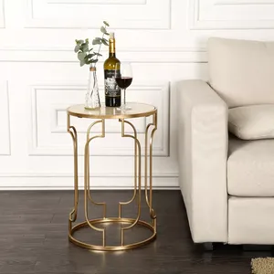 Diseño caliente Acabado en oro Sofá de hierro Mesa de centro lateral con vidrio Venta superior Muebles para el hogar para hospitales Silla de espera Hecho de metal - Product Image 1