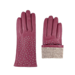 Guantes de piel de oveja con pelo de anilina personalizados para mujer, forrados con lana de punto 70%, guantes de moda - Product Image 6