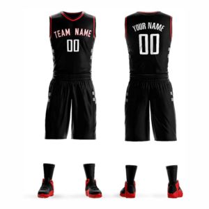 Venta al por mayor personalizado rojo baloncesto Jersey conjunto hombres jóvenes de secado rápido listo envío EE. UU. Todos los equipos incluye pantalones cortos impresión por sublimación - Product Image 3