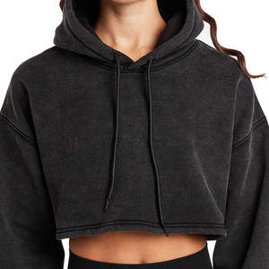 2025 plus récent personnalisé de haute qualité demi col zippé à manches longues haut court sweats à capuche sweats courts pour les femmes - Product Image 4