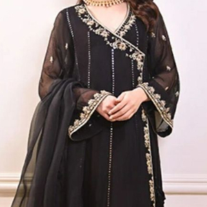 NEW----STYLISH ยาว KURTA กับชุดกางเกงประดับประดาด้วยลูกปัดแก้วคริสตัลที่สวยงาม DABKA ทำงานสำหรับงานปาร์ตี้/งานแต่งงาน @ 2022 - Product Image 1