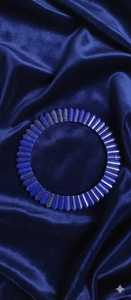 Collier ras de cou unique en pierre précieuse bleue, lapis-lazuli et perle d'eau douce, disposition lâche avec chaîne à brins, style cadeau de fête - Product Image 2