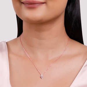 จี้รูปใบไม้สีโรสโกลด์พร้อมสายโซ่สำหรับชาวพุทธโลหะผสมทองแดงชุบทองพร้อมไข่มุกเพชรสำหรับวันครบรอบ - Product Image 2