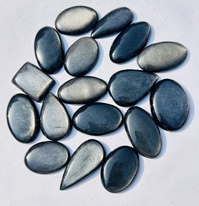 Piedra preciosa de obsidiana con brillo de plata Natural A + CALIDAD potente piedra protectora creativa cabujón joyería mezcla forma artesanía piedra, - Product Image 2