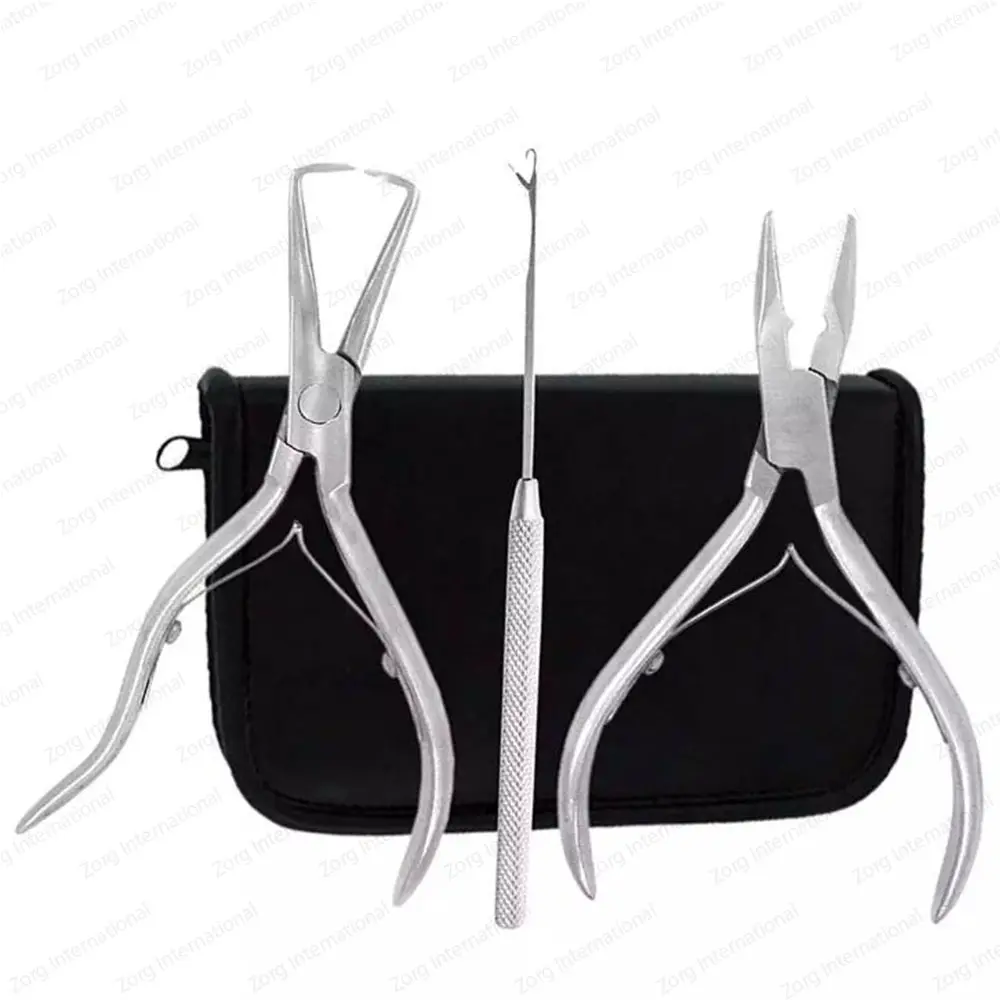 Hair Extensions Tools Stainless Steel Hair Extension Pliers Sets Kit With Hook Needle Manufactured By Zorg International