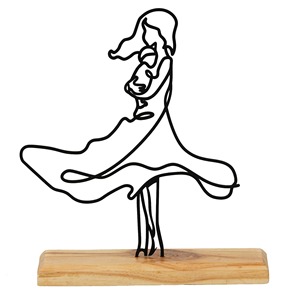 Estatua Artística de Dama en Metal Negro con Base de Madera, Centro de Mesa Perfecto para Decoración Elegante del Hogar, Procedente de la India - Product Image 3